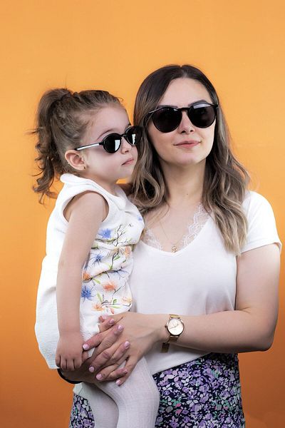 By Donetto Black Unisex 2-Piece Bone Kids (3-9 YEARS) - Mother(Addition: 50) - Mother Child Combination Sunglasses