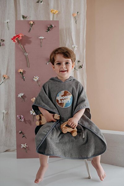 BABYBEK Happy Organic Towel Children's Poncho Bathrobe - Unisex 1-5 Years Standard