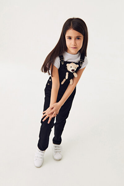 Fulla Moda Teddy Bear Detailed Denim Girl's Slippers