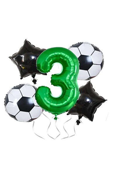 Generic Brand Green Number Football Themed Balloon Set Age 3