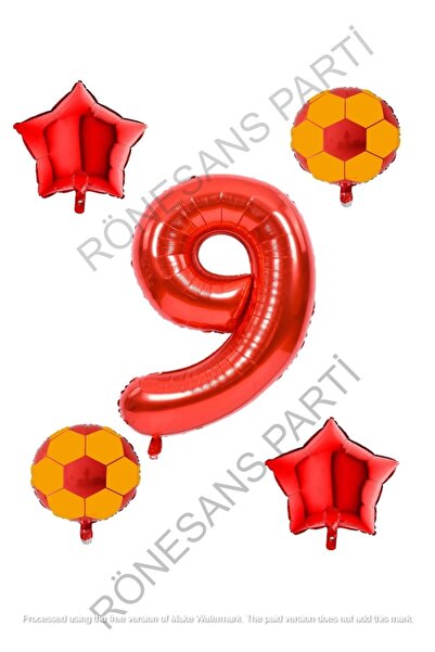 Generic Brand Yellow Red Football Ball - Foil Balloon Set, Age 9