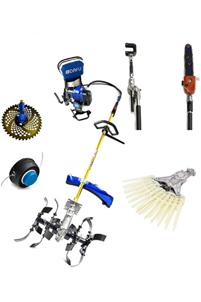 ROYAL DAFU TURBO MOTORLU SIRT TIRPAN ÇİM OT BİÇME MAKİNESİ BAHÇIVAN SETİ 7 PARÇA