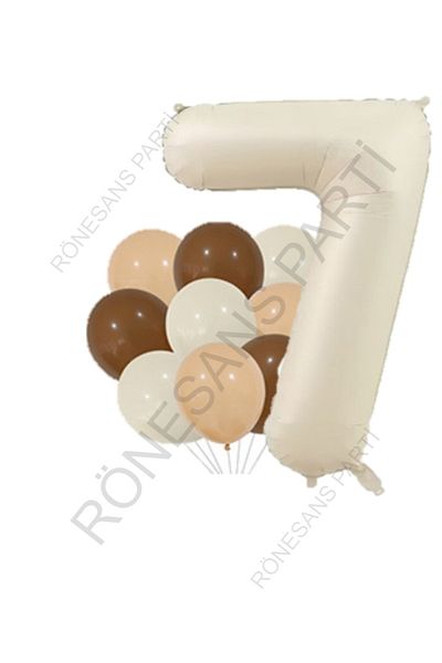 MYLOCK Beige Number and Latex Balloon Set Age 7
