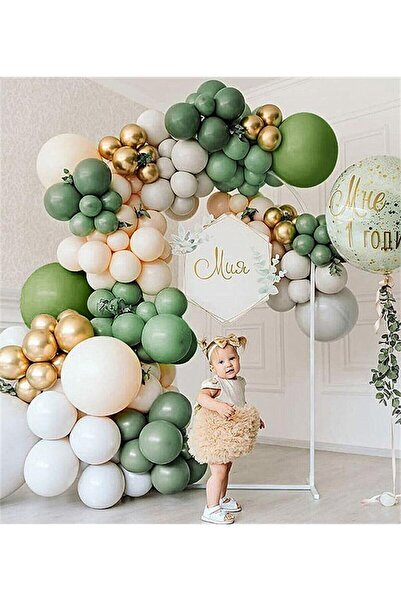 Generic Brand Chrome Gold Sage Winter Green Gray Salmon Balloon Set 50 Pieces