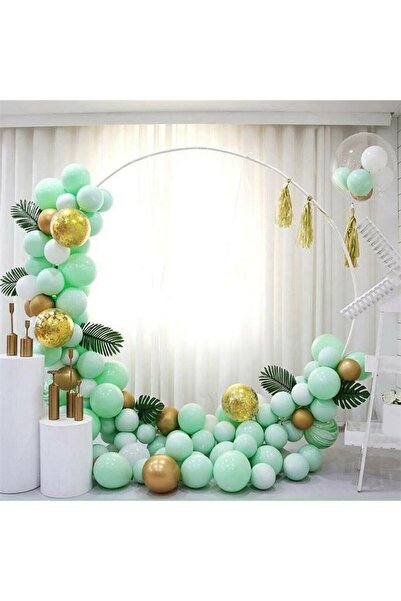 Generic Brand Water Green Macaron Gold Chrome Confetti Balloon Chain Set + Ba...