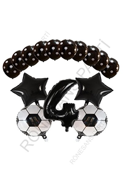 Generic Brand Black Number Football Ball Star Foil and Score Balloon Set Age 4