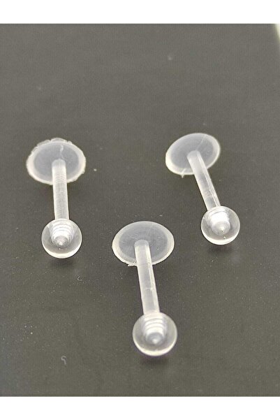 Takıparkxs Anti Alerjik Biyo Plast Şeffaf Üç Adetlik Sekiz Milim Labret Piercing Set