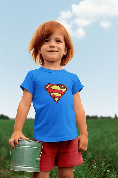 Superman تي شيرت صيفي للأطفال - مطبوع، قطن ممشط