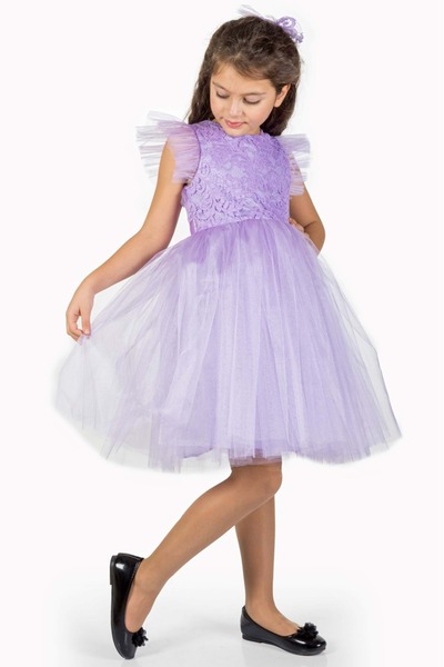 Mnk Baby&Kids Rochie de bal pentru fete din tul din dantela Roza MNK0546 LILA