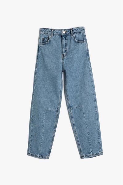 Koton Girl's Crop Jeans with Stitching Detail and Pocket Cotton