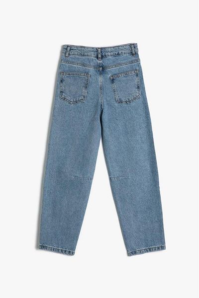 Koton Girl's Crop Jeans with Stitching Detail and Pocket Cotton