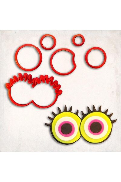 Butedo Monster Eyes-2 - 6-Piece Cookie Detailed Mold Set