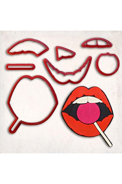 Butedo Pop-Art Lip Detail Cookie Mold Set of 7