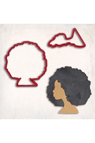 Butedo African Girl Head-2 Detail Cookie Mold Set of 2