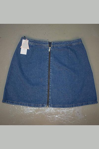 Truva XXL Large Size Back Full Zippered Tazr Denim Skirt Blue Etk174