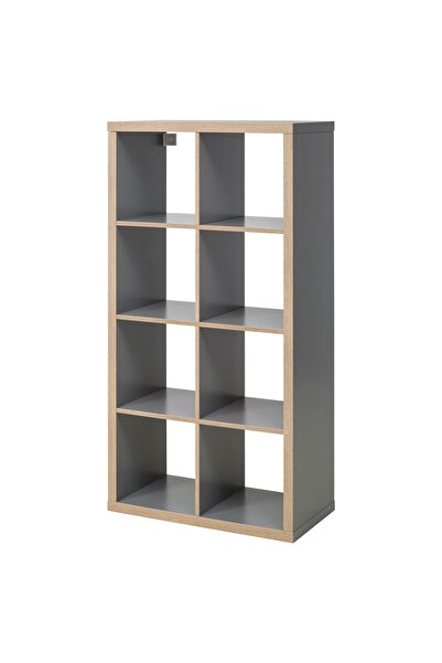 IKEA açık raf ünitesi, gri-ahşap görünümlü, 77x147 cm