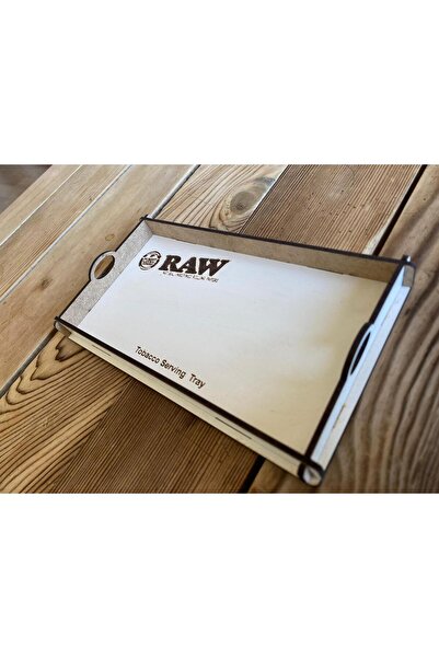 RAW Kulplu Ahşap Tütün Servis Tepsisi