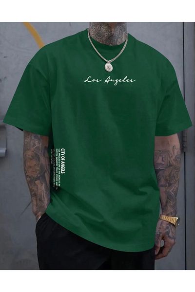 AMOR FACE LARGE SIZE CUSTOM DESIGN LOS ANGELES PRINTED 100% COTTON OVERSIZE BATTAL MEN'S T-SHIRT