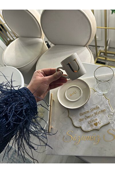TAN EVENT İsminize Özel Gold Baskılı Damat Fincanı,Damat Kahvesi Fincanı ,İst...
