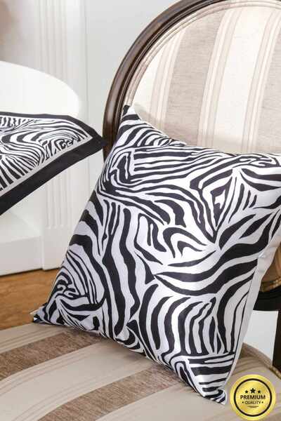 Finezza Husă de pernă din material textil Zebra cu imprimeu alb-negru 45x45 d...