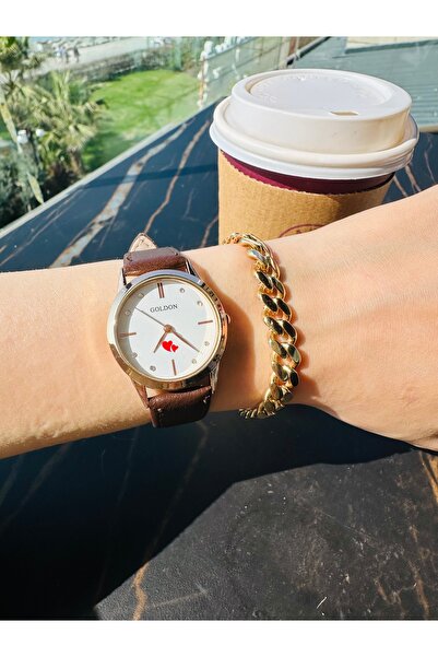 GOLDON Vintage Style Leather Strap Wristwatch