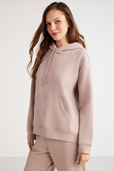 ETHIQUET Tereza Women's Fleece Inside Soft Comfort Fit Hooded Pink Sweatshirt with Kangaroo Pocket