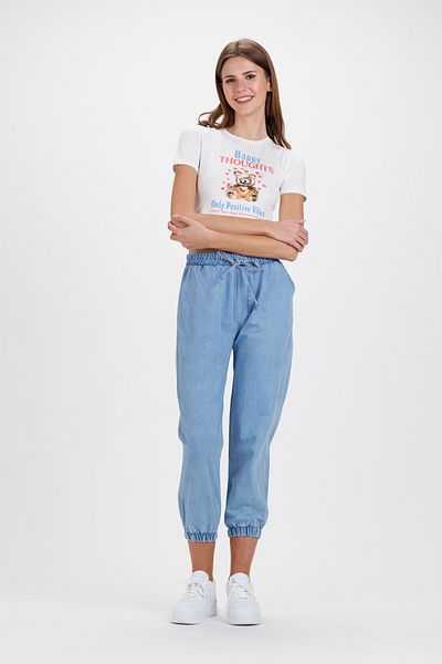 Ecrou Γυναικείο λευκό Happy Thougts Print Crop Body