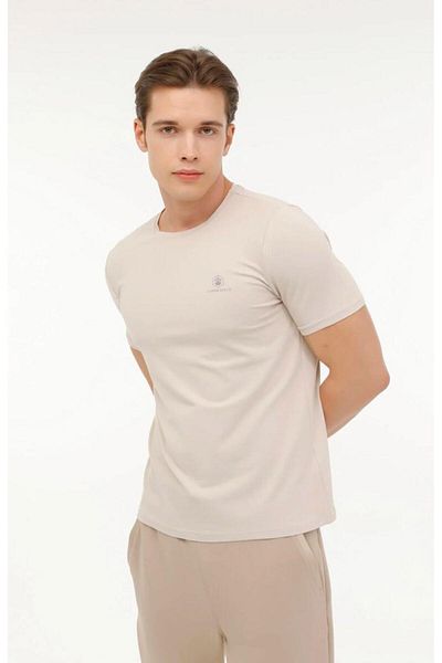 lumberjack Ανδρικό T-Shirt CT102 BSC Neck Beige Crew Neck
