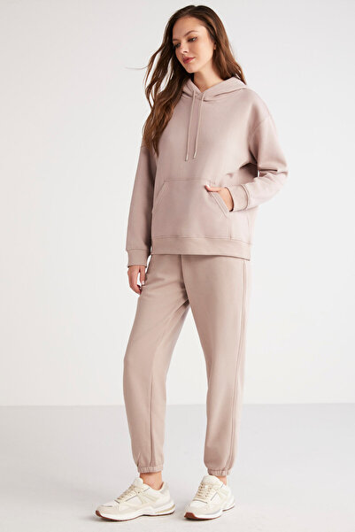 ETHIQUET Tereza Women's Fleece Inside Soft Comfort Fit Hooded Pink Sweatshirt with Kangaroo Pocket