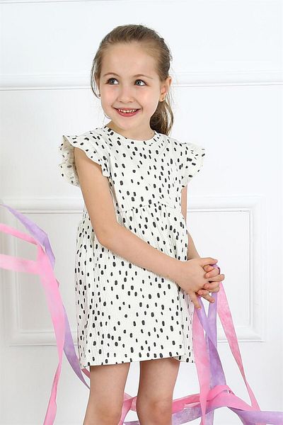 LUESS Girl's Sleeve Detailed Polka Dot Dress