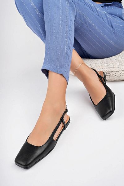 Deripabuc Genuine Leather Black Women's Leather Ballerinas Dp58-7002