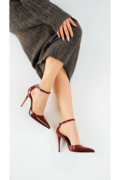 AYAKKABI PRENSİ Lorna Ankle Strap Cherry 10 cm Women's Stiletto, High Heels