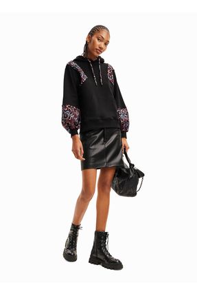 Desigual Kapu on Yaka Leopar Desenli Siyah Kad n Sweatsh rt 23wwsk45 Fiyat Yorumlar Trendyol