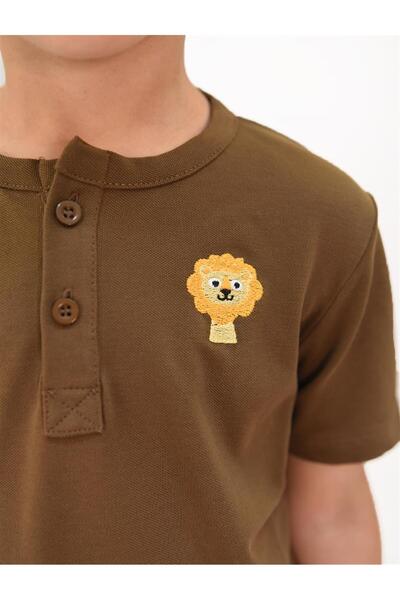 LUESS Тениска за момче с бродирана детайлна съдийска яка