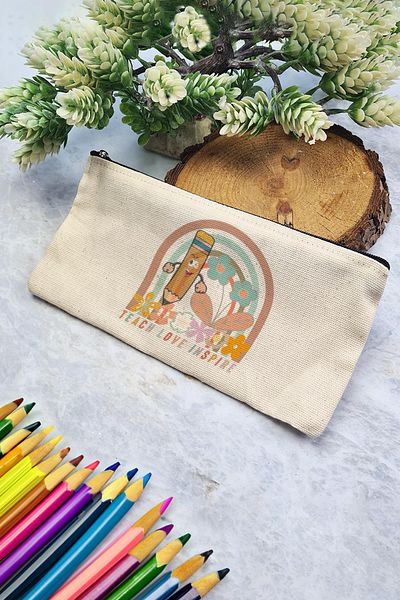 PEKSHOP Δώρο για τον Δάσκαλο Υφασμάτινη θήκη για στυλό Teach Love Inspire