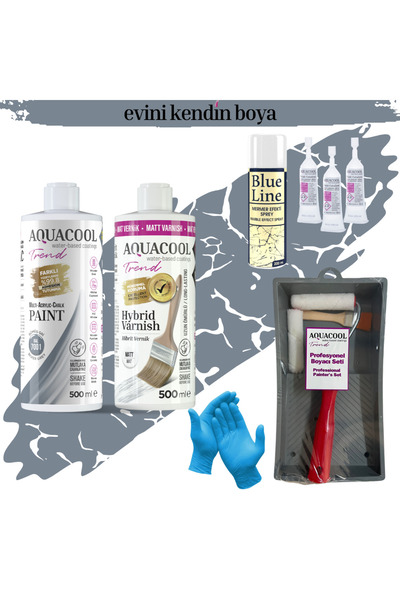 Aquacool Trend Mac Su Bazlı Fayans Boyama Seti Ral 7001 Gümüş Gri, Mat Vernik