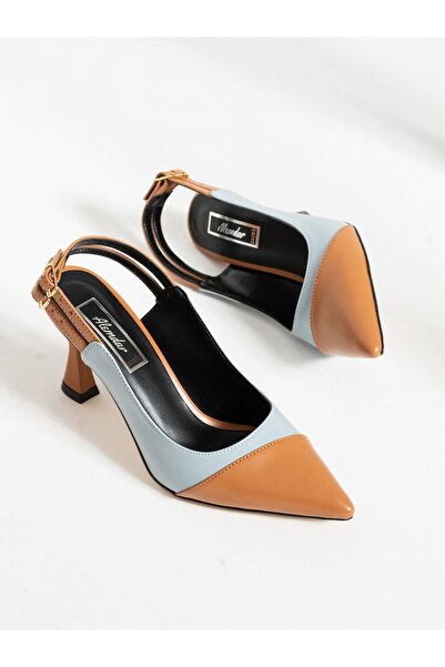 Alemdar Shoes MORIS Tan-Baby Blue Heeled Women's Shoes