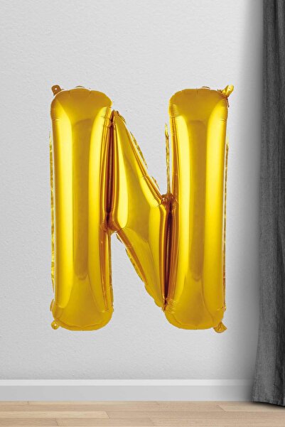 PEKSHOP بالون فويل حرف N ذهبي 100 سم 40 بوصة 1 متر ذهبي