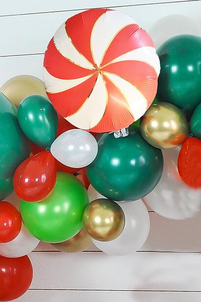 PEKSHOP New Year Red Gold Candy Balloon - Round Christmas Decoration Foil Balloon