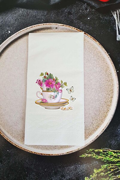 PEKSHOP فنجان الشاي نموذج الأزهار الحديث منديل العرض منديل