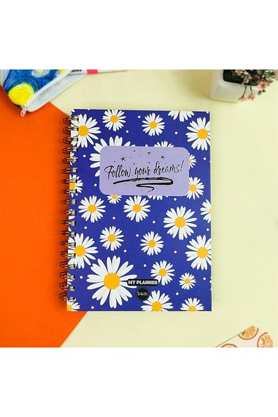 hediyeofisi Μωβ Daisy Design Spiral Talking Agenda Ετήσιο Σημειωματάριο Σχεδιασμού