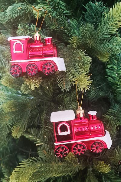 PEKSHOP Train Locomotive Luxury Christmas Tree Ornaments 2 Pack