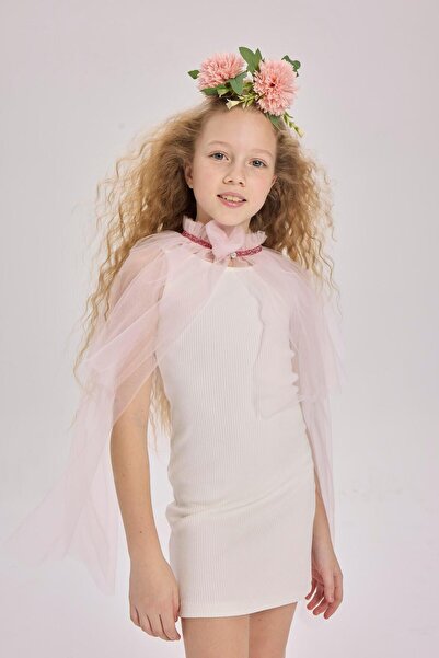 LUESS Costum rochie pelerina din bumbac cu maneca zero pentru fete (2-3 ANI 7-8 ANI)