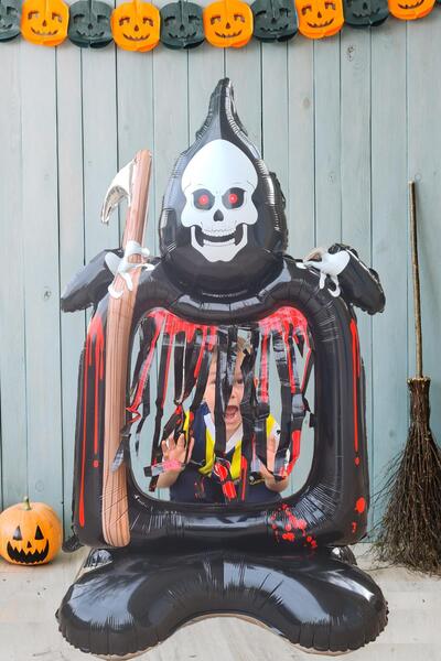 PEKSHOP بالون الهالوين مقاس كبير على شكل هيكل عظمي منجل للقدمين