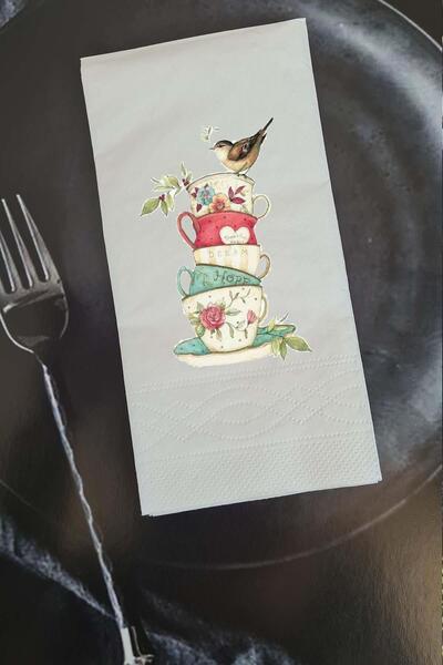 PEKSHOP Tatlı Kahve Fincanları Konuşan Peçete Sunum Peçetesi