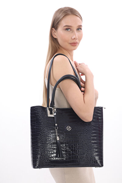 womenacs Темно-синя сумка з аксесуарами з крокодиловим візерунком, з ручкою і...