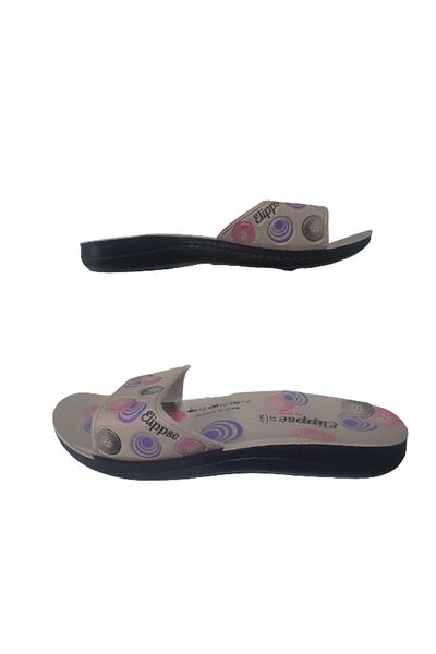 FALEX Cream Colored Round Patterned Women's Home and Garden Slippers - FLX457-99