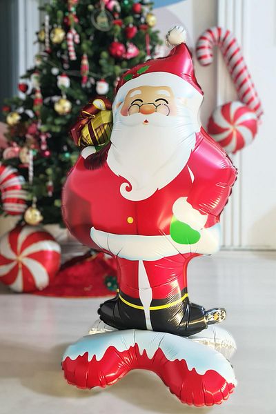PEKSHOP Standing Santa Claus Balloon Large Size Christmas Decorations Santa Claus Shaped Balloon