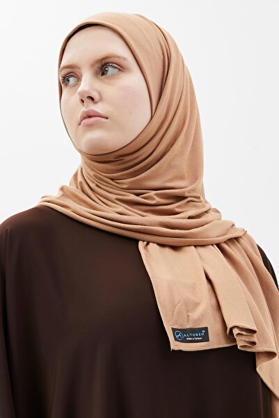 Altobeh Hijab Χτενισμένο Βαμβακερό Σάλι Απλό Camel