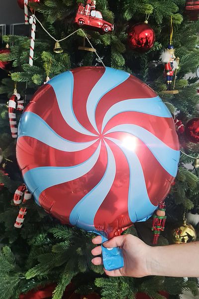 PEKSHOP Red Candy Balloon Round Christmas Foil Balloon 45cm
